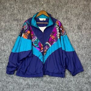 Vintage 80s 90s Just For Women Jacket Bright Windbreaker Zip Womens Size 2X